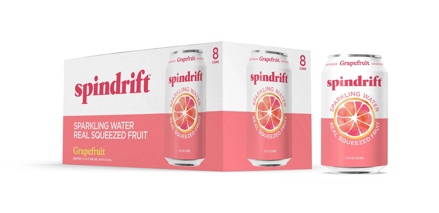 Spindrift Unsweetened Grapefruit Sparkling Water 8 x 12 fl. oz. bulk pack available from Crabtree Supply. Fast local delivery and nationwide shipping.