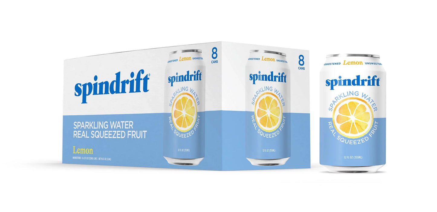 Spindrift Unsweetened Lemon Sparkling Water 8 x 12 fl. oz. bulk pack available from Crabtree Supply. Fast local delivery and nationwide shipping.