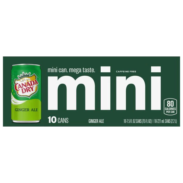 Canada Dry Soda, Ginger Ale, Mini 10 x 7.5 fl. oz. bulk pack available from Crabtree Supply. Fast local delivery and nationwide shipping.