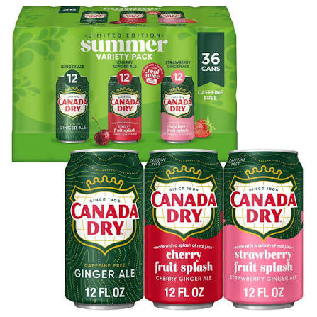 Canada Dry Ginger Ale Soda Summer Variety Pack 12 fl. oz., 36 pk. bulk pack available from Crabtree Supply. Fast local delivery and nationwide shipping.