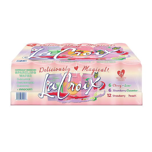 Lacroix Sparkling Water Variety, Strawberry Peach, Cherry Lime, Blackberry Cucumber, 24 pk./12 fl. oz.