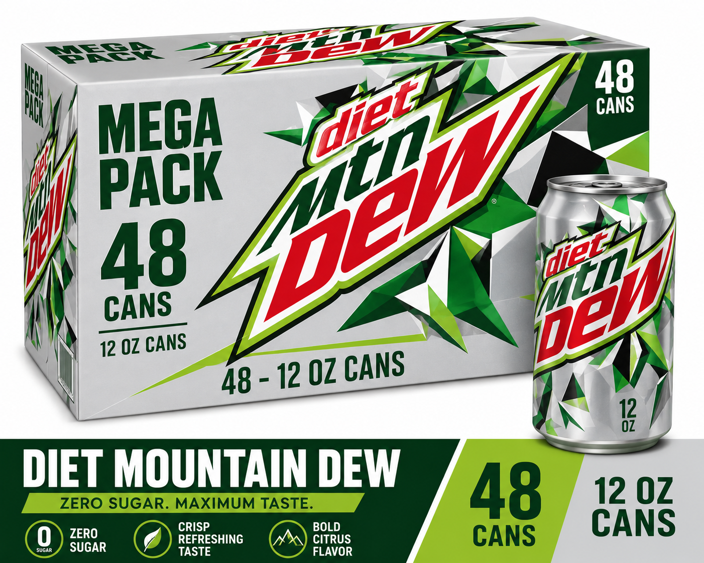 Mountain Dew Citrus Soda Mega Bulk Pack (48 ct, 12 oz)