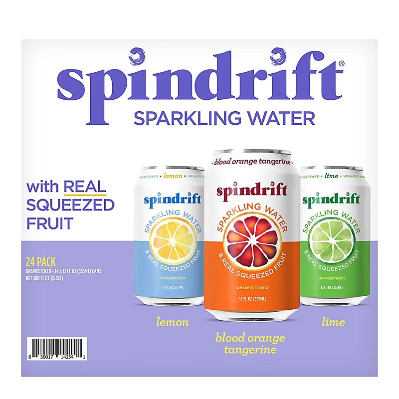 Spindrift Assorted Blood Orange Tangerine, Lemon and Lime Sparkling bulk pack available from Crabtree Supply. Fast local delivery and nationwide shipping.
