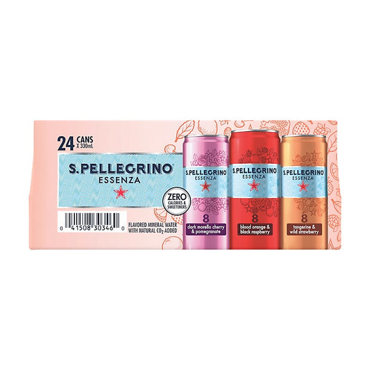 S.Pellegrino Essenza Flavored Mineral Water with Natural CO2 Added Variety Pack, Cans, 24 pk./11.15 oz.