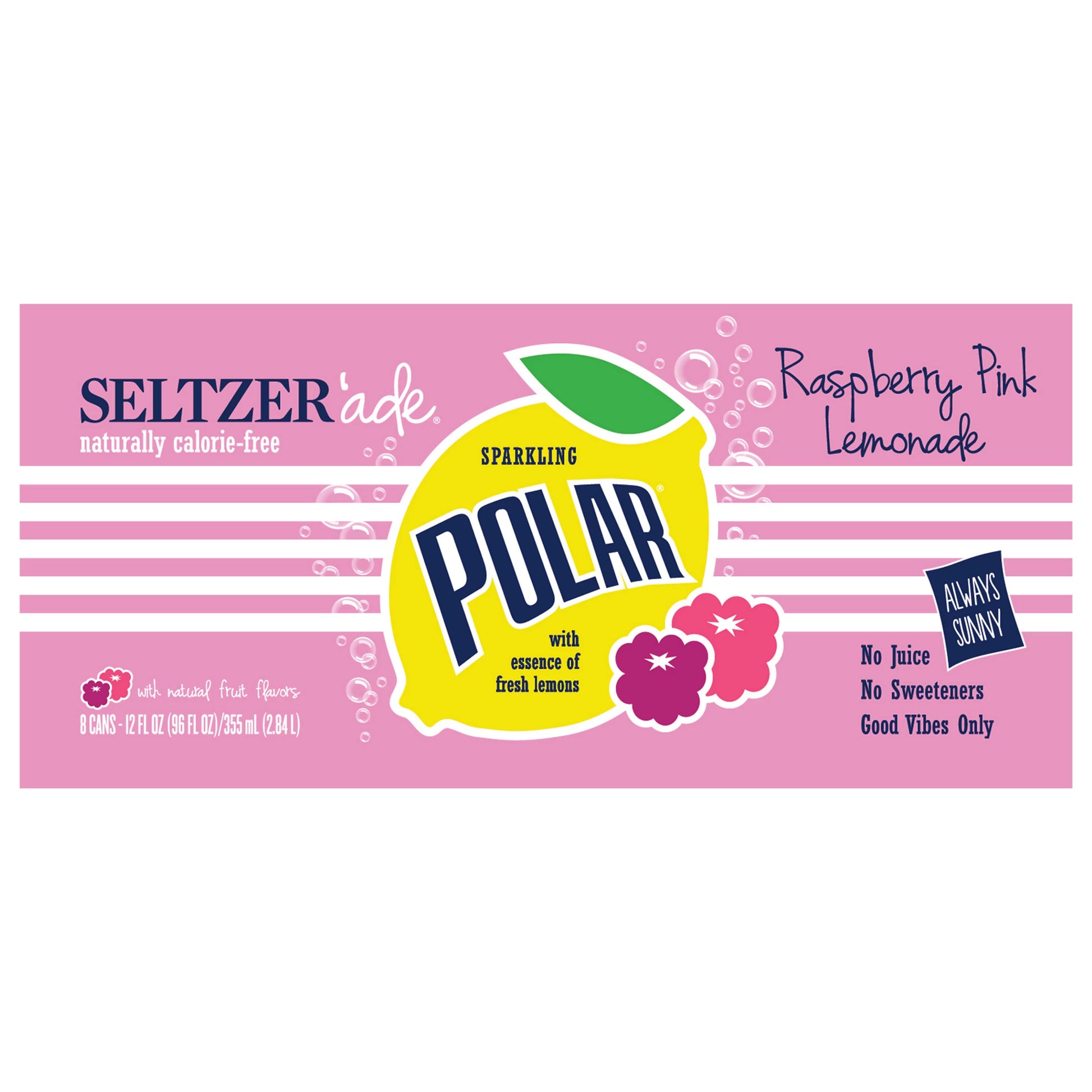 Polar Sparkling Raspberry Pink Lemonade Seltzer'ade bulk pack available from Crabtree Supply. Fast local delivery and nationwide shipping.