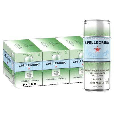 San Pellegrino Sparkling Natural Mineral Water, Unflavored, 11.15 fl oz, 24-count bulk pack available from Crabtree Supply. Fast local delivery and nationwide shipping.