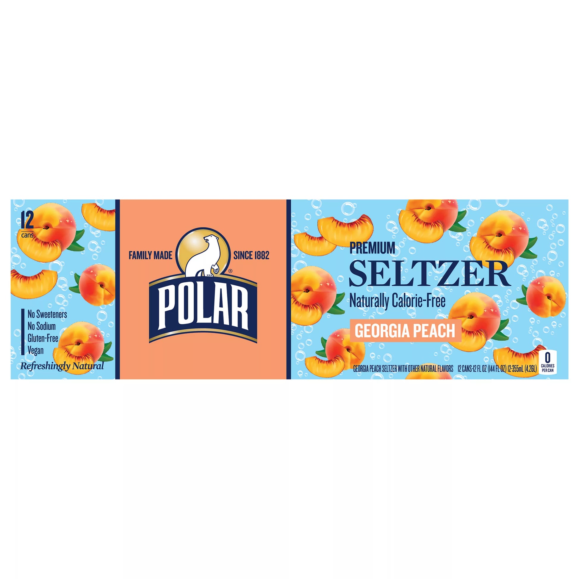 Polar Premium Georgia Peach Seltzer bulk pack available from Crabtree Supply. Fast local delivery and nationwide shipping.