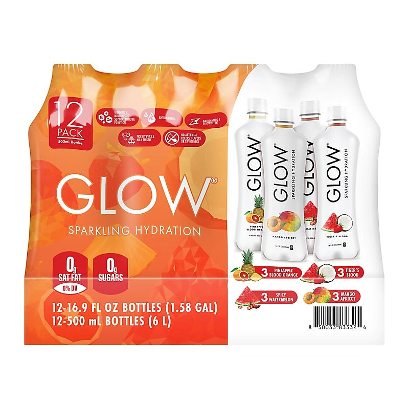 Glow Sparkling Hydration Variety Pack, Bottles, 12 pk./16.9 fl. oz.