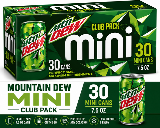 Mountain Dew Citrus Soda Mini Cans Club Pack (30 ct, 7.5 oz)