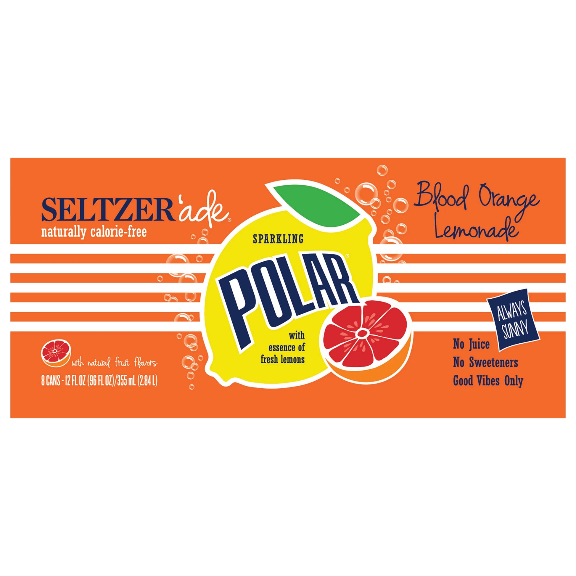 Polar Sparkling Blood Orange Lemonade Seltzer'ade bulk pack available from Crabtree Supply. Fast local delivery and nationwide shipping.