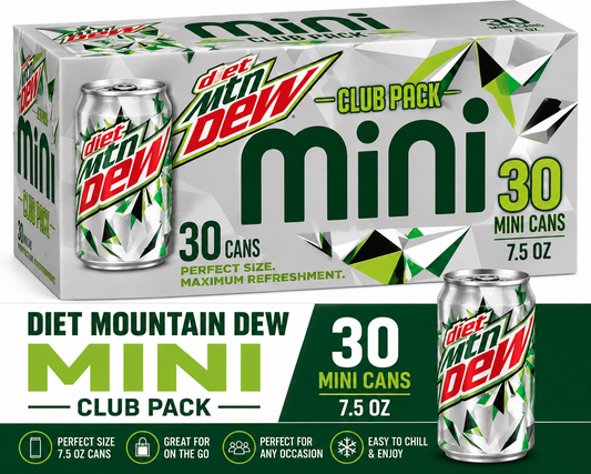 Diet Mountain Dew Diet Citrus Soda Mini Cans Club Pack (30 ct, 7.5 oz)