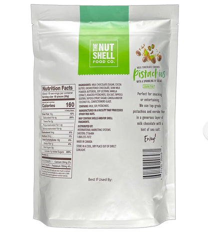 The Nutshell Food Co. Milk Chocolate Sea Salt Pistachios, Gluten Free, Resealable Pouch, 20 oz. – alternate product view 2