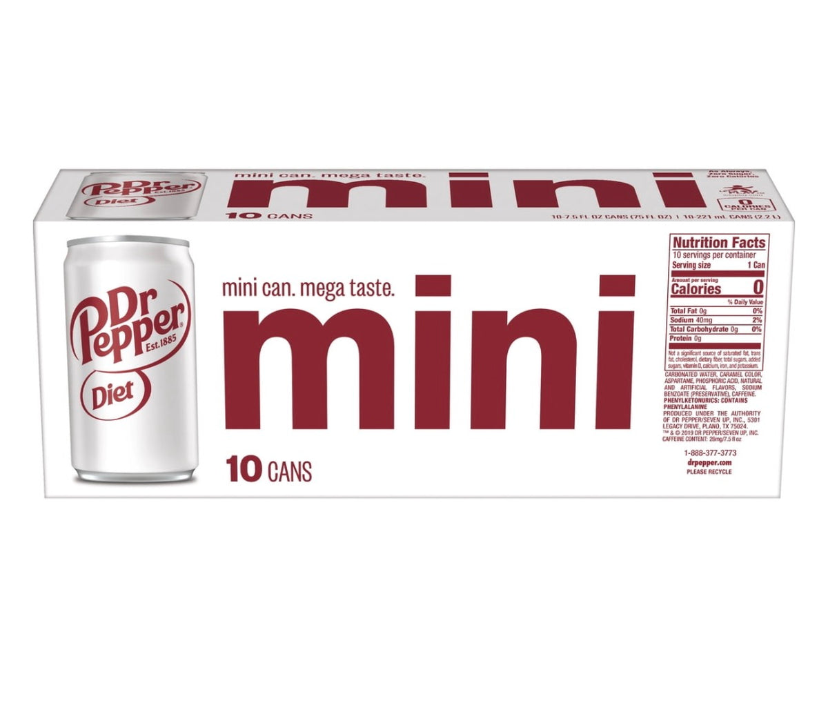 Diet Dr Pepper Mini Cans, 10 Pack, 7.5 fl oz