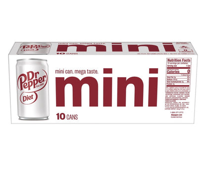 Diet Dr Pepper Mini Cans, 10 Pack, 7.5 fl oz