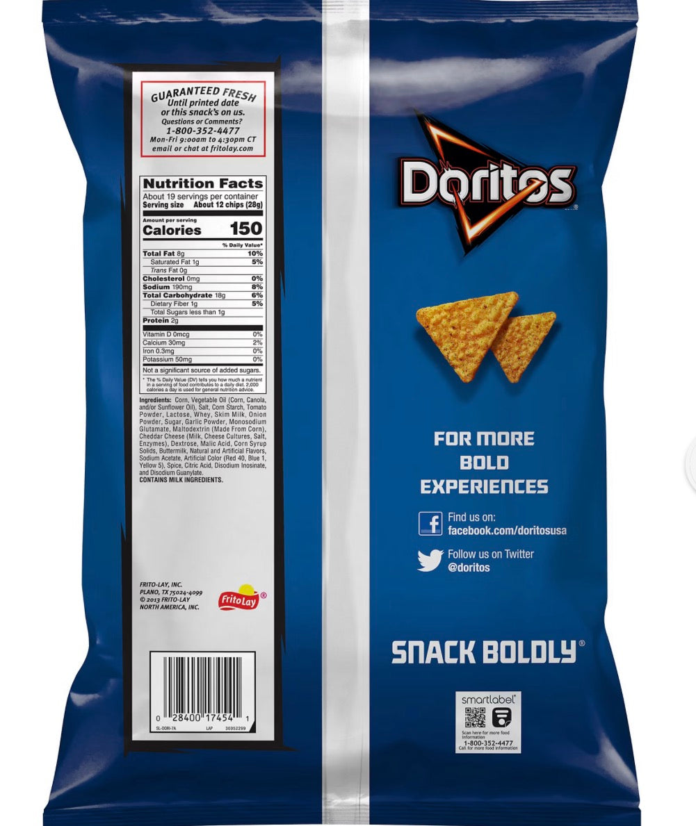 Doritos Nacho Cheese & Doritos Cool Ranch Tortilla Chips, 2 pk. – alternate product view 3