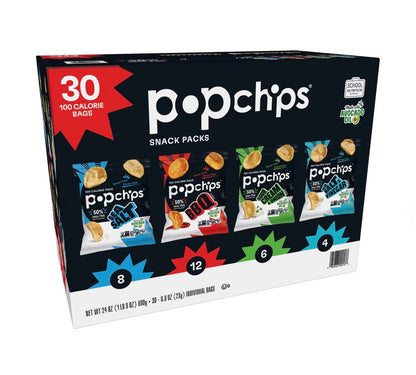 Popchips 4-Flavor Variety Pack, Sea Salt, BBQ, Sour Cream & Onion, Sea Salt & Vinegar, 30 ct./0.8 oz. – alternate product view 2