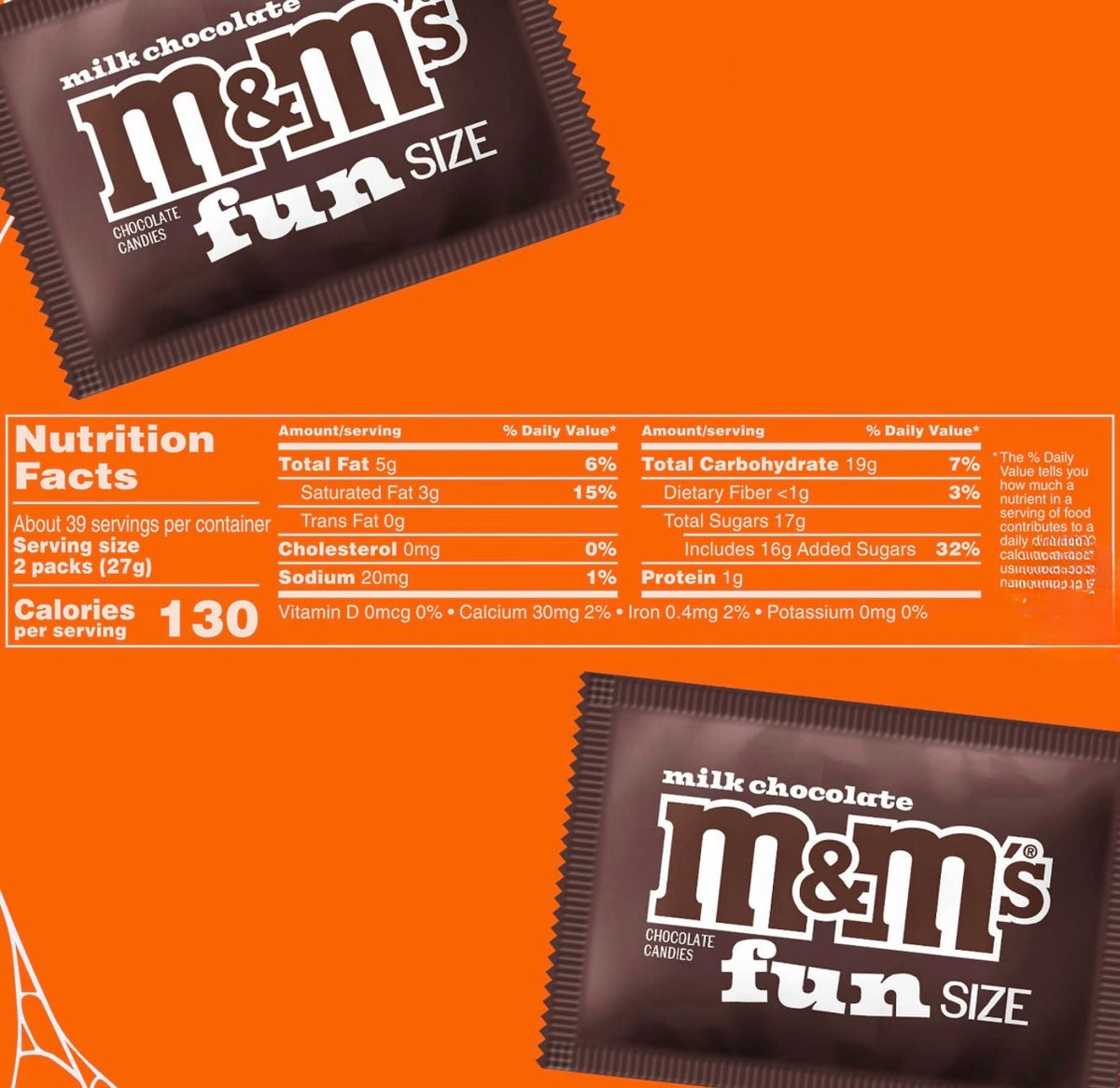 M&M's Fun Size Milk Chocolate Halloween Candy, Bulk Bag, 80 ct. – alternate product view 3