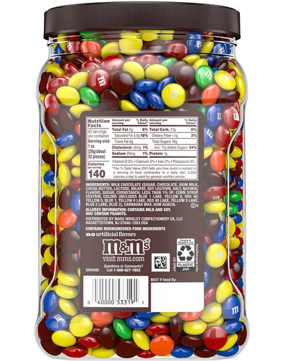 M&M's Milk Chocolate Candy, Pantry Size Resealable Jar, 62 oz. – alternate product view 2