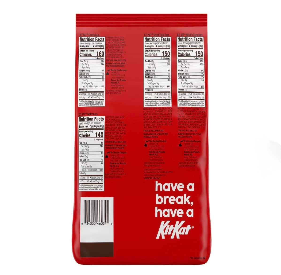 Kit Kat Assorted Flavored Wafer Snack Size, Halloween Candy Bag, 75 ct. – alternate product view 2