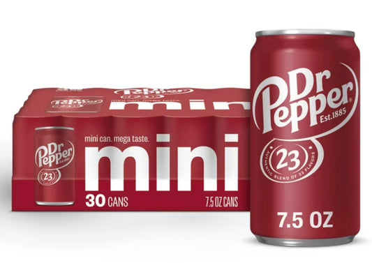Dr Pepper Original Soda Mini Cans Club Pack (30 ct, 7.5 oz)