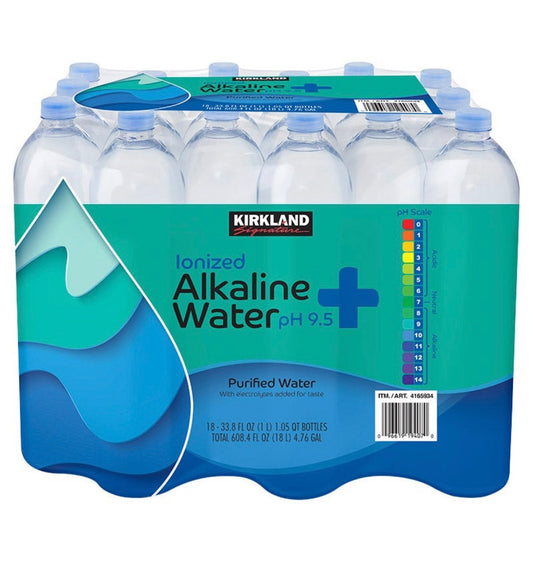 Kirkland Signature Alkaline Water, 18-count case of 1 liter bottles
