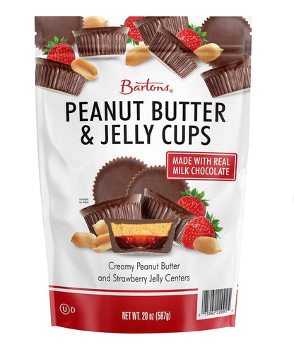 Barton's Milk Chocolate Peanut Butter and Jelly Cups, 20 oz. product packaging