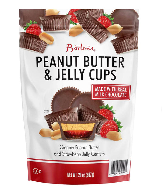 Barton's Milk Chocolate Peanut Butter and Jelly Cups, 20 oz. product packaging