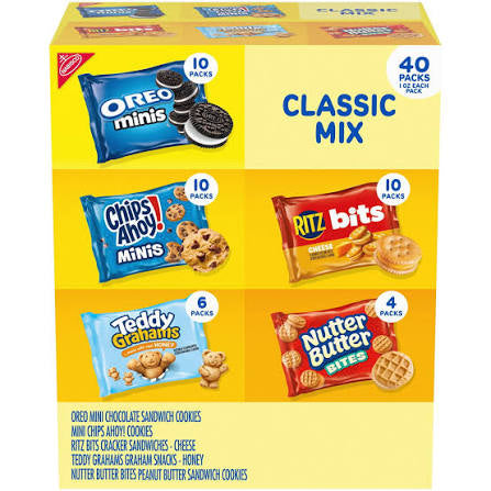 Nabisco Classic Mix Cookie and Cracker Variety Pack, Snack Packs, 40 pk./1 oz. product packaging