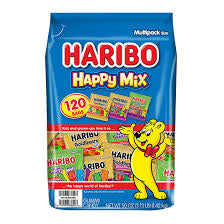 Haribo Happy Mix Assorted Gummy Candies with Goldbears and Twin Snakes, Snack Bags, 120 ct. product packaging