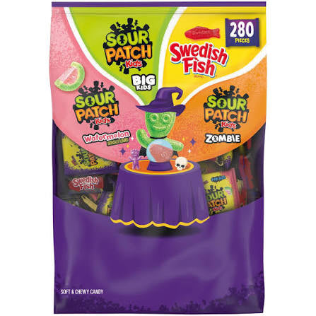 Sour Patch Kids and Swedish Fish Halloween Candy Variety Pack, Soft and Chewy Candy, Bags, 280 ct. product packaging