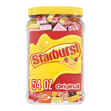 Starburst Original Fruit Chews Candy, Gluten Free, Resealable Bulk Jar, 54 oz. product packaging