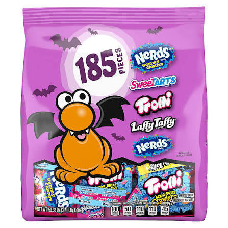 Nerds Gummy Clusters, Trolli, Sweetarts & More Halloween Variety, 185 ct. product packaging