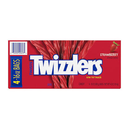 Twizzlers Twists Strawberry Flavored Licorice Style, Chewy Candy Bags, 4 pk./16 oz. product packaging