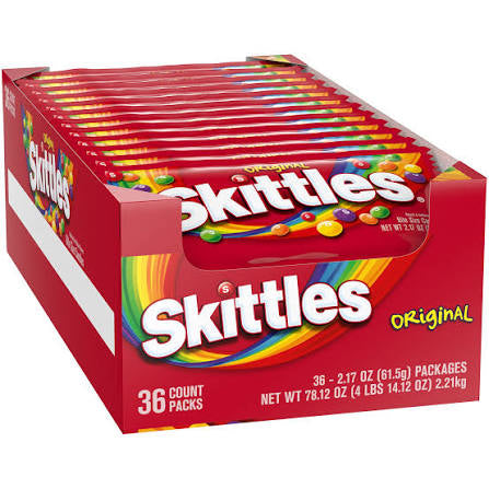 Skittles Original Bulk Full-Size Chewy Candy Bags, 36 ct./2.17 oz. product packaging