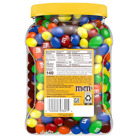 M&M's Bulk Chocolate Candy, Peanut Milk Chocolate, Jar, 62 oz. – alternate product view 2