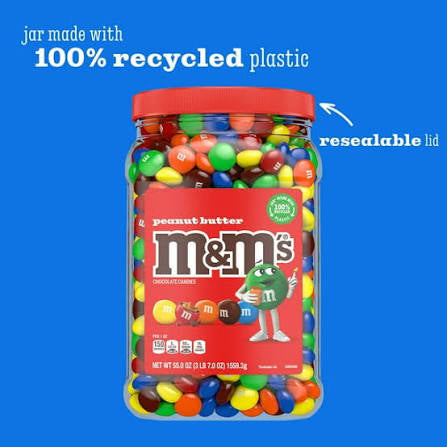 M&M's Bulk Chocolate Candy, Peanut Butter, Jar, 55 oz. – alternate product view 3