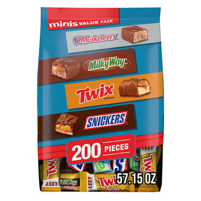 Snickers, Twix & More Minis Chocolate Candy Bars Variety Pack, Bulk Bag, 200 ct. product packaging