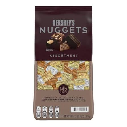 Hershey's Nuggets Snack Size Milk & Dark Chocolate Candy Bars, 145 pk./52 oz. product packaging