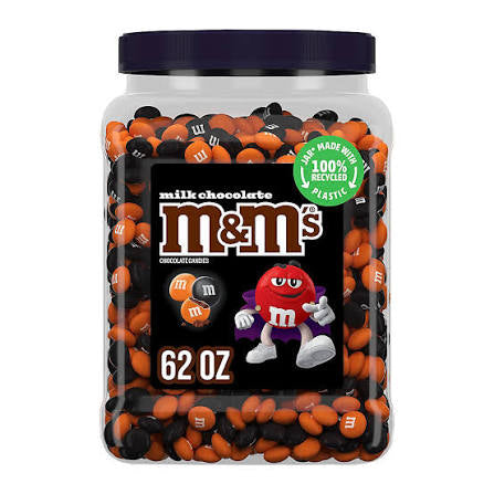 M&M's Milk Chocolate Halloween Candy Resealable Jar, 62 oz. product packaging