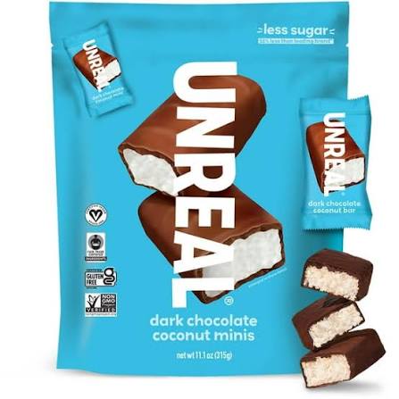 Unreal Dark Chocolate Coconut Minis, 11.1 oz. product packaging