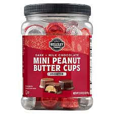 Wellsley Farms Mini Peanut Butter Cups Variety Pack, Dark & Milk Chocolate, 32 oz. product packaging