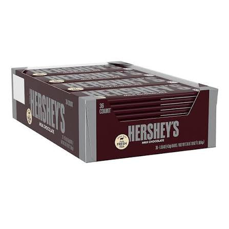 Hershey's Full Size Milk Chocolate Candy Bars Bulk Pack, 36 pk./1.55 oz. product packaging