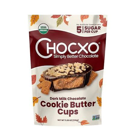 Chocxo Dark Milk Chocolate Cookie Butter Cups, Individually Wrapped, 24 ct. product packaging