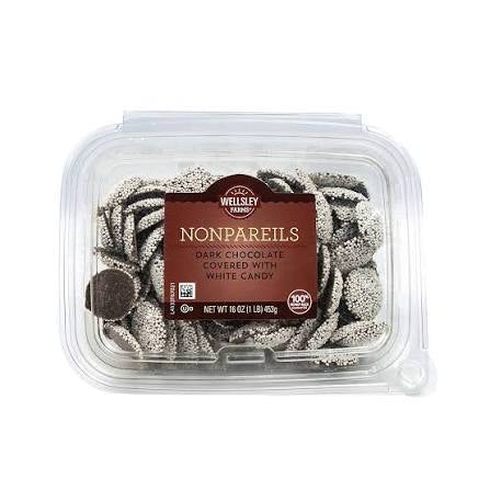 Wellsley Farms Dark Chocolate Nonpareils, 16 oz. product packaging