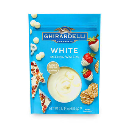 Ghirardelli White Vanilla Flavored Melting Wafers, 30 oz. product packaging