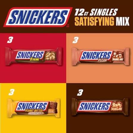 Snickers Satisfying Mix Variety Milk Chocolate Bars, Full Size, 12 ct. – alternate product view 3