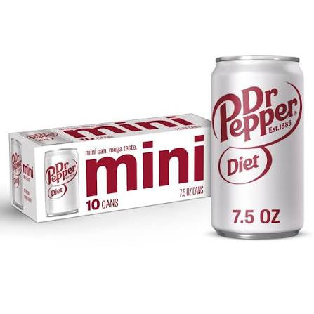 Diet Dr Pepper Mini Cans, 10 Pack, 7.5 fl oz