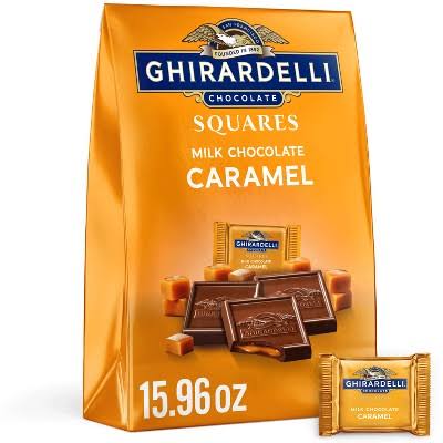Ghirardelli Milk Chocolate Squares with Caramel Filling, Individually Wrapped, 15.96 oz. product packaging