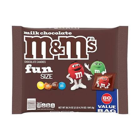 M&M's Fun Size Milk Chocolate Halloween Candy, Bulk Bag, 80 ct. product packaging