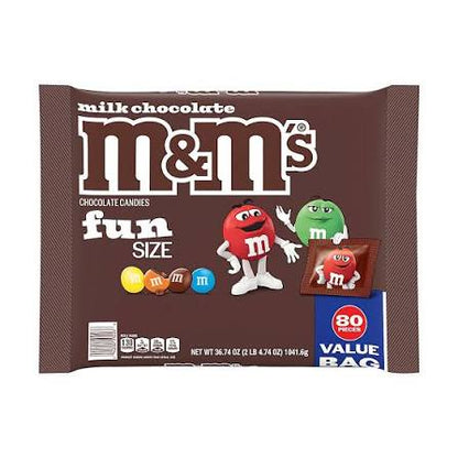 M&M's Fun Size Milk Chocolate Halloween Candy, Bulk Bag, 80 ct. product packaging